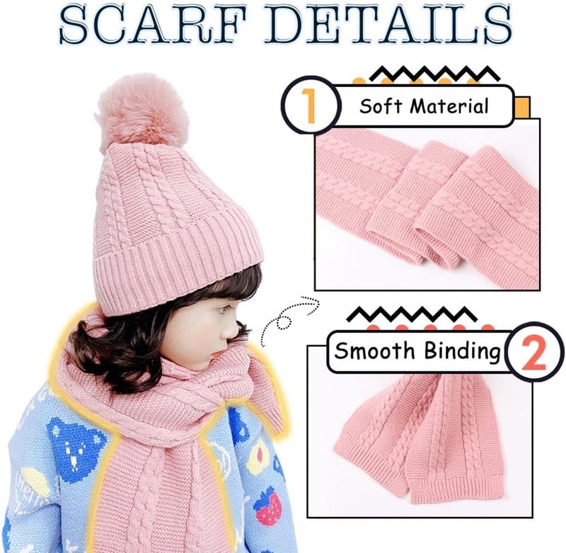 Peecabe Kids Winter Hat Scarf Mittens Set Toddler Knitted Beanie Girls Fleece Children Neck Warmer Boys Warm Gloves 2-7 Years - Image 3